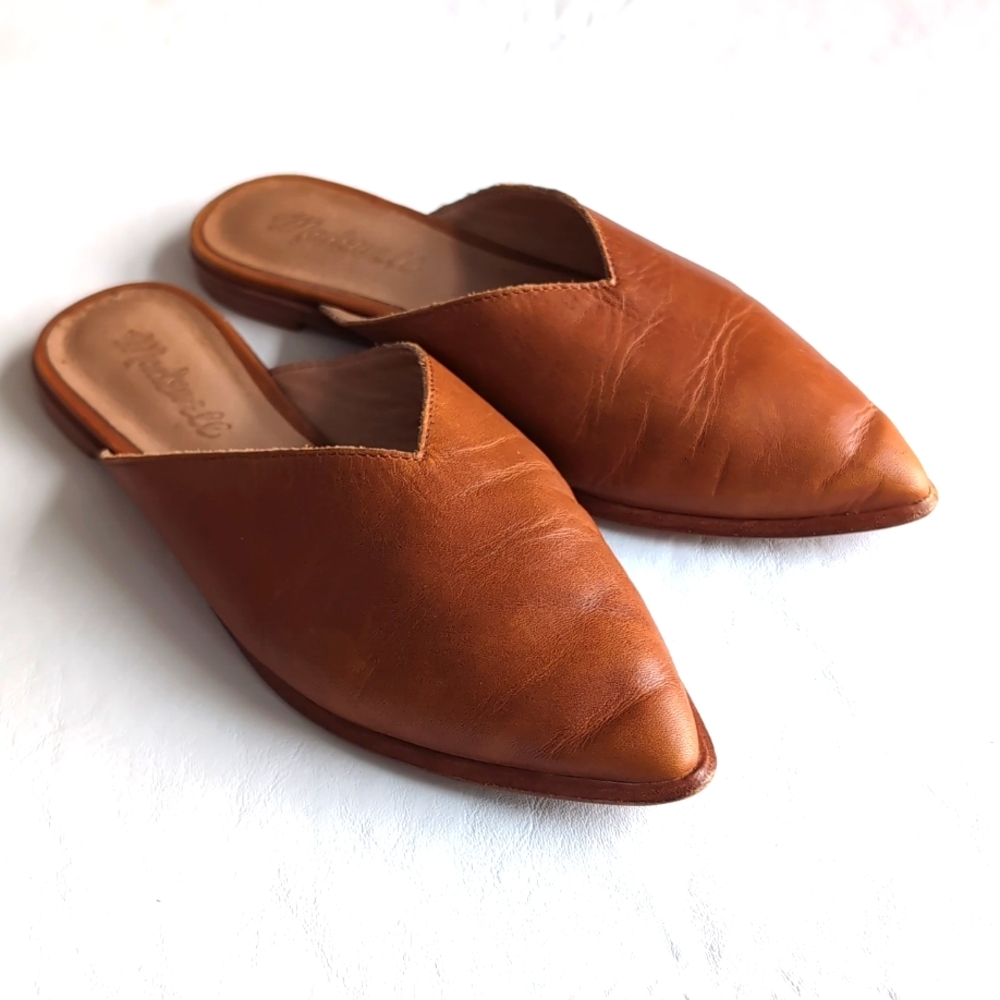 Madewell Women's Slip on Brow Leather Pointed Emilia Mules Size 6